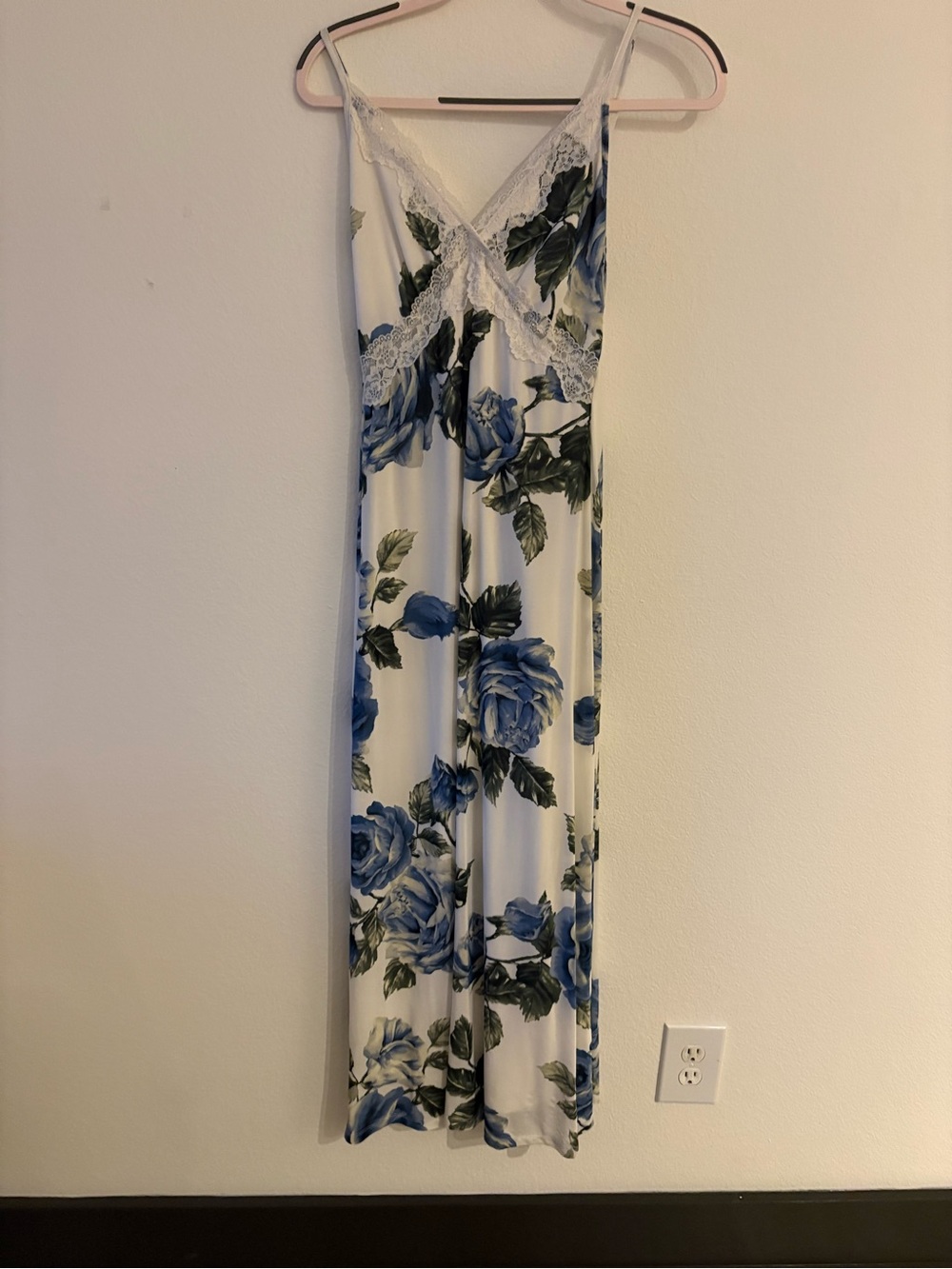 Blue Floral Lace-Trim dress - Women’s